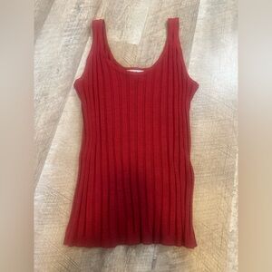 WHBM size LARGE deep red ribbed tank, stretchy fabric
